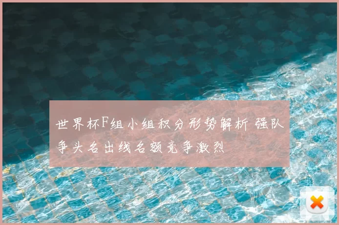 世界杯F组小组积分形势解析 强队争头名出线名额竞争激烈